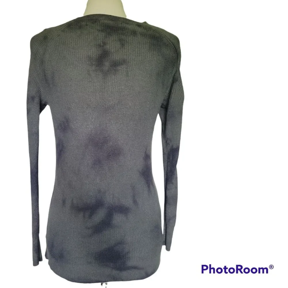 AEO Green/Black TieDye Sweater W Criss-Cross Tie Shoulders - S